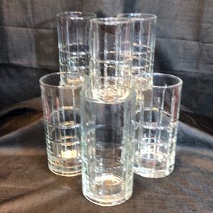 Vintage Anchor Hocking drinking glasses Clear Check pattered